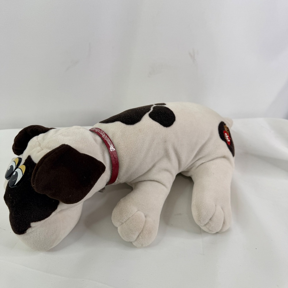 Vintage 1985 Tonka Pound Puppies Plush Dog White Brown Spots Red Collar 17 inch